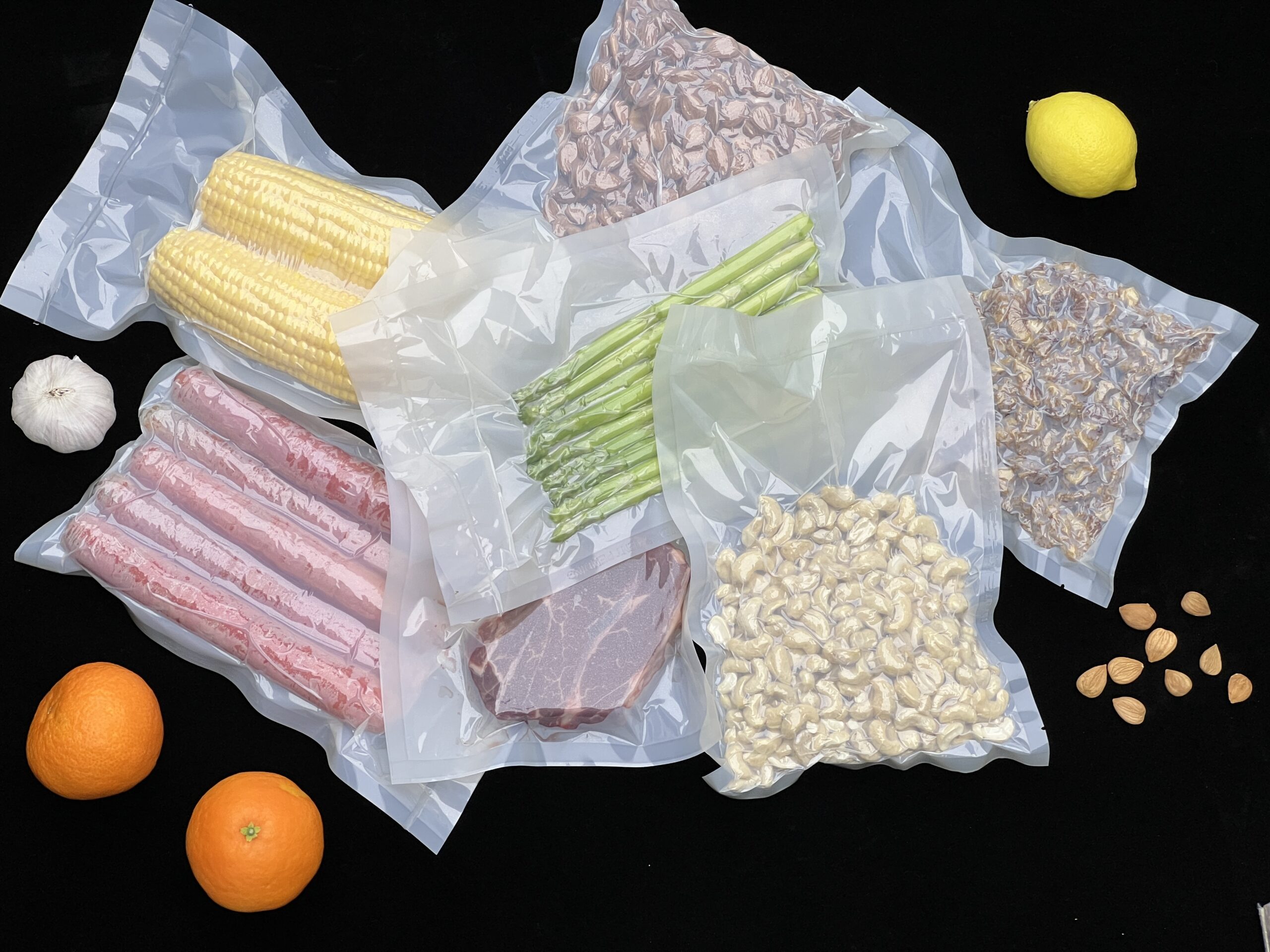 Foods in compostable vacuum bags 02