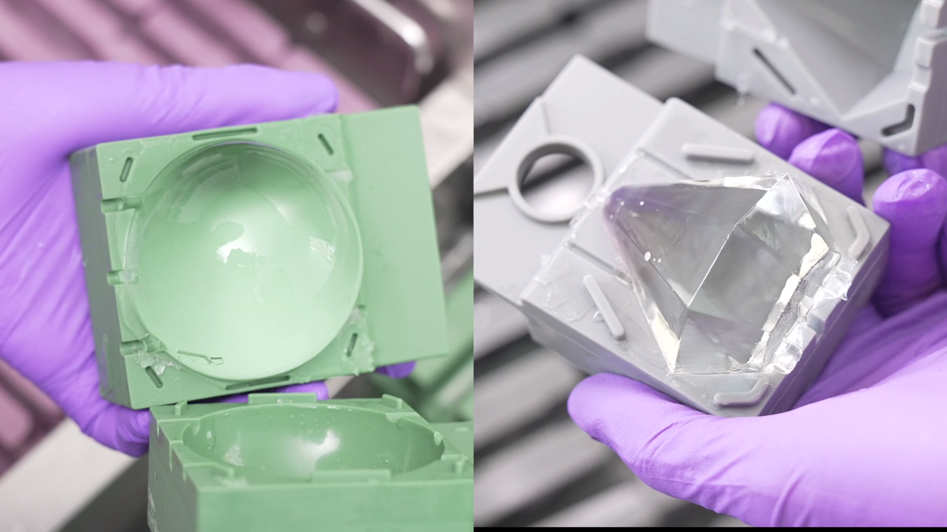 Ice ball and diamond in the mold