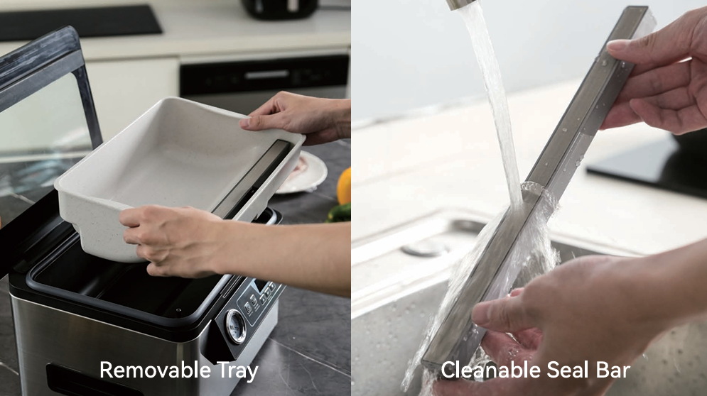 removable tray and cleanable seal bar